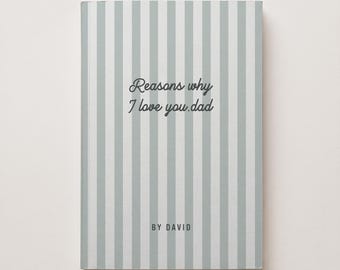 Redenen waarom ik van je hou papa-boek, gepersonaliseerd invulbaar dagboek, Vaderdagcadeau