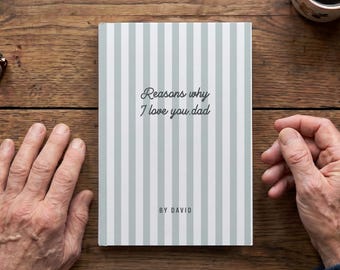 Redenen waarom ik van je hou papa boek, gepersonaliseerd Vaderdagcadeau, vul het blanco dagboek voor papa in, aangepast cadeau van kinderen, softcover boek