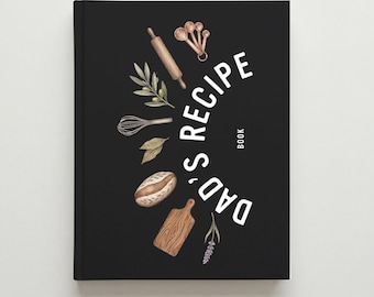 Gepersonaliseerde receptendagboek voor papa | Aangepast Vaderdagcadeau | Hardcover kookboek aandenken vader | Blanco receptenboek