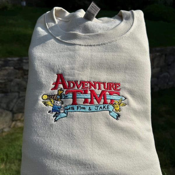 Felpa con cappuccio/felpa Adventure Time – Felpa girocollo con ricamo a forma di cartone animato, regalo per i fan
