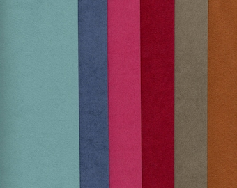 Five pieces of 9" x 6" Ultrasuede LT plus 1 piece of Silky Sensuede.