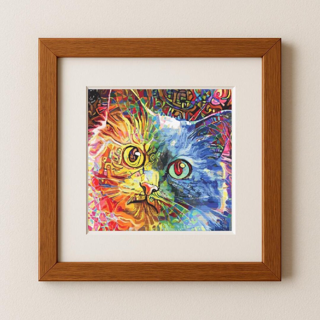 Abstract Cat Pattern Rainbow Abstract Cat Cross Stitch Pattern PDF | Pattern Keeper ...