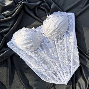 Italian Lace Corset with Sequins – White Bridal Bustier