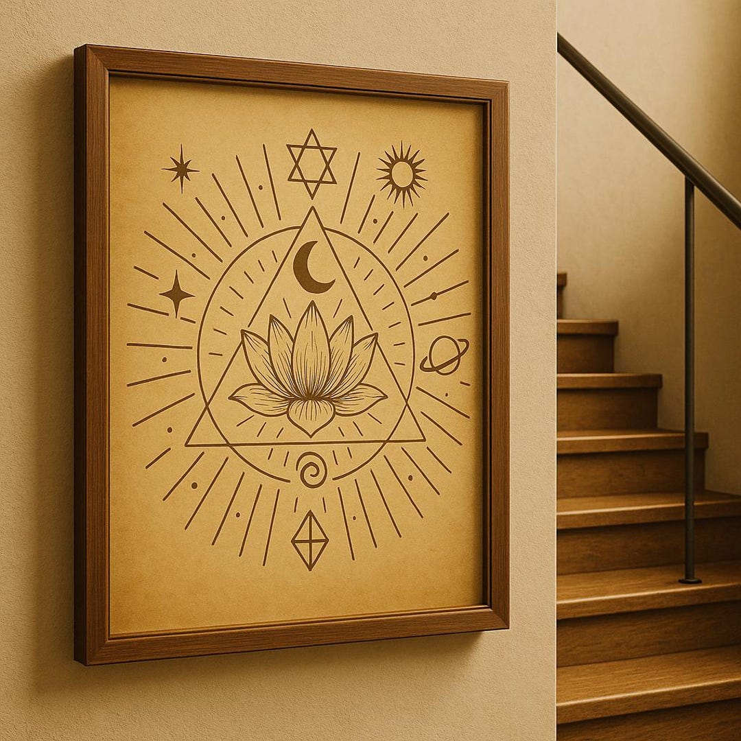 Mystic Lotus Sacred Geometry Print: Boho Spiritual Wall Art (digital ...