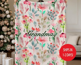 Custom Grandma  Blanket - Personalized Grandma Gift - Grandma Floral Throw - Best Gift for Grandparents - Gift for Mom - Gift for Nana