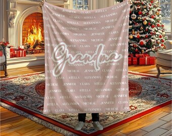 Personalized Grandma Blanket: Soft Minky Keepsake Throw, mamaw Thanksgiving gift, family name, christmas gift, grandparent, Mother's Day