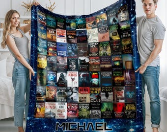 Custom Stephen King Blanket, Horror Collection Books Novels Throw, Stephen King Gifts For Couch-Bed- Sofa, 2025 Vintage Book Lover Fan Merch