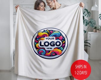 Logo Blanket, Cozy Logo Throw with Name, Personalized Logo Blanket, Custom Campany, Hotel, Motel, Sport Team, Fleece, Minky, Sherpa
