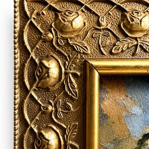 Vintage Gallery Wall Small Artwork - Ready to Hang, Ornate Gold Rose Frame, Pomegranate Still Life Giclée Print, 4x6 image 4