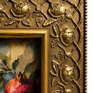 Vintage Gallery Wall Small Artwork - Ready to Hang, Ornate Gold Rose Frame, Pomegranate Still Life Giclée Print, 4x6 image 7