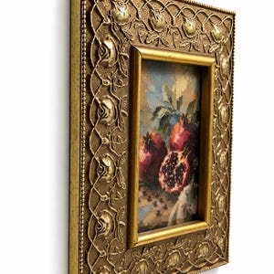Vintage Gallery Wall Small Artwork - Ready to Hang, Ornate Gold Rose Frame, Pomegranate Still Life Giclée Print, 4x6 image 6