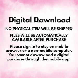 K&ouml;nnte beinhalten: Grafik f&uuml;r digitalen Download auf rosa Aquarellhintergrund. Der Text lautet "Digitaler Download" und erkl&auml;rt, dass kein physischer Artikel versendet wird. Dateien sind nach dem Kauf automatisch verf&uuml;gbar. Anweisungen werden bereitgestellt.