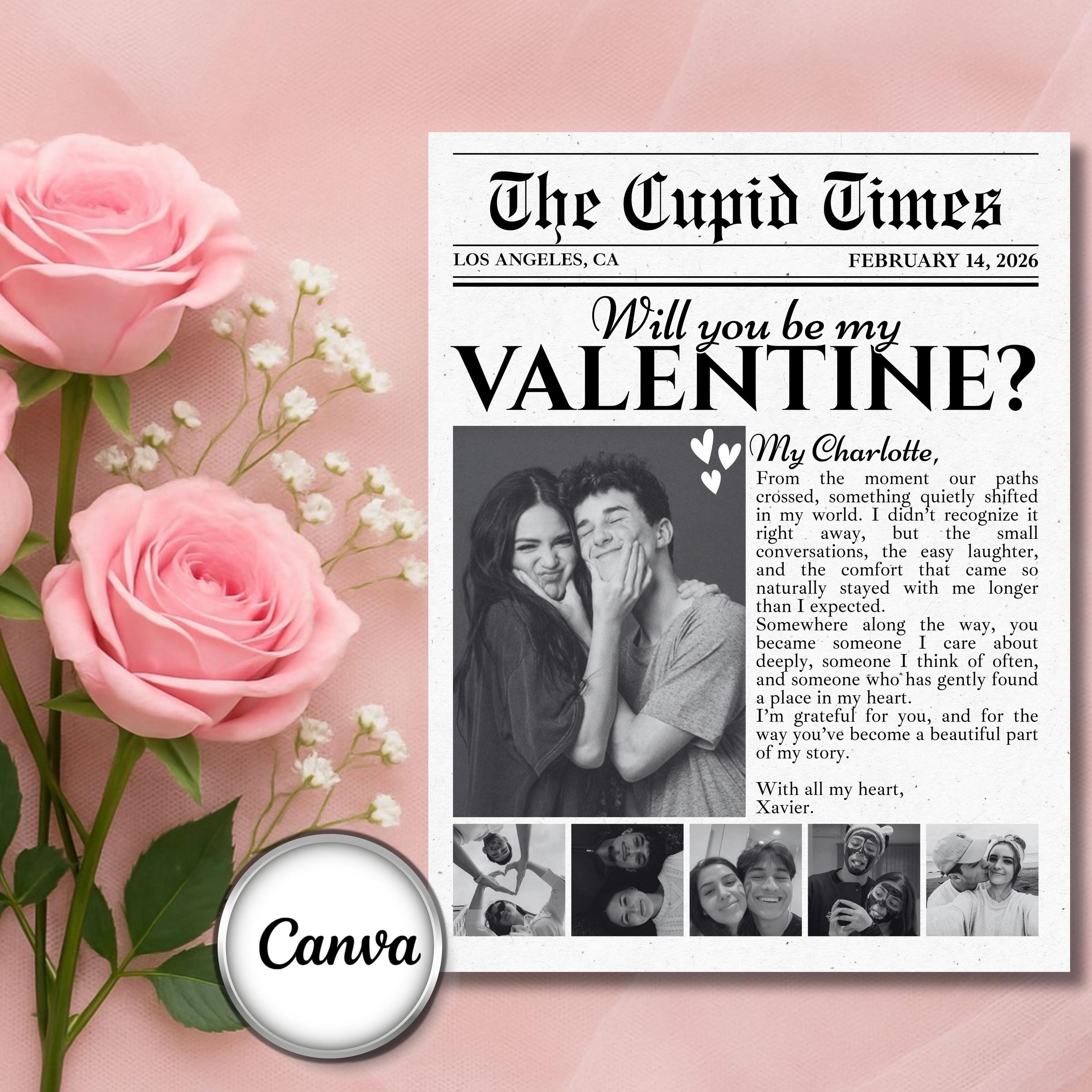 Editable Valentines Day Newspaper Template, Will You Be My Valentine ...