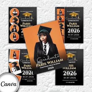 May include: A graduation announcement with a photograph of a graduate in a cap and gown. The announcement includes the text "Graduate Paris William Oakwood High School 2026" and "Graduation Ceremony Paris William 2026".