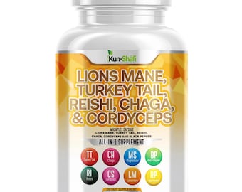 Lion’s Mane, Reishi, Chaga, & Cordyceps Mushroom Capsules – 60 Count