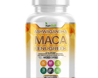 Ashwagandha Maca, Fenugreek & Tribulus Capsules – 60 Count Supplement
