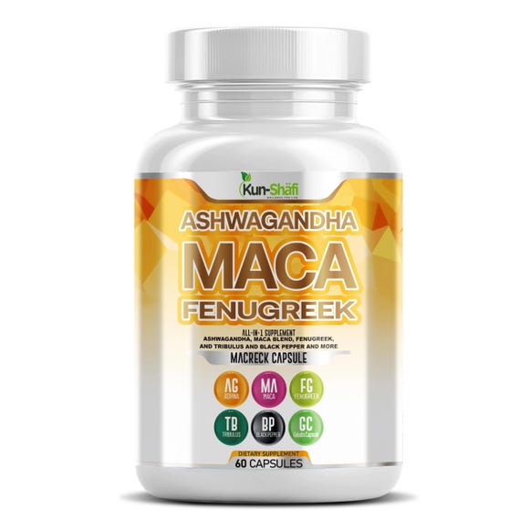 Maca Extra Fort Pour Hommes – Avec Ashwagandha, Ginseng, Tribulus, 30/60/120 Capsules Végans