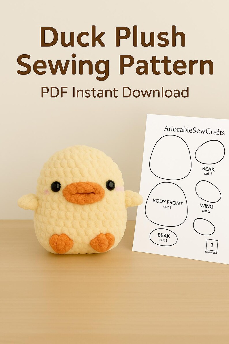 DIY Plushy Duck Sew Pattern – Instant Download PDF - Etsy