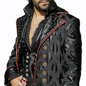 Abrigo de cuero pirata gótico para hombre, gabardina estilo Capitán Jack, disfraz medieval de Capitán Garfio para Halloween, abrigo largo steampunk, atuendo LARP