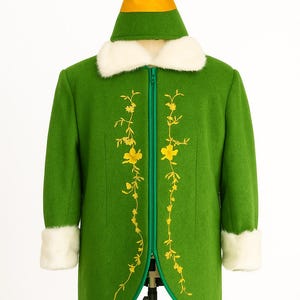 Handmade Elf Embroidered Green Wool Christmas Coat For Cosplaying