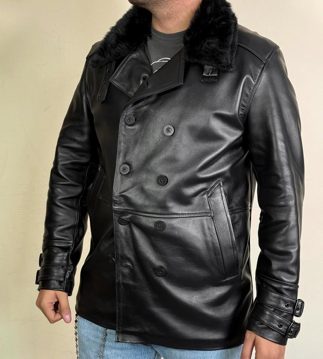 Handmade RE9 Leon S. Kennedy Requiem Double-breasted Black Leather