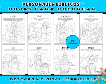 Personajes Biblicos / Páginas para colorear PDF con descripcion y versiculo