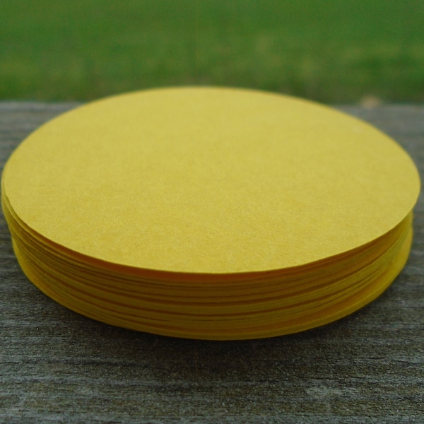CARD STOCK Yellow Die Cut Circle 25 Count Pack, Tags, Junk Journals, Craft Supplies, Scrap Booking, Card Making