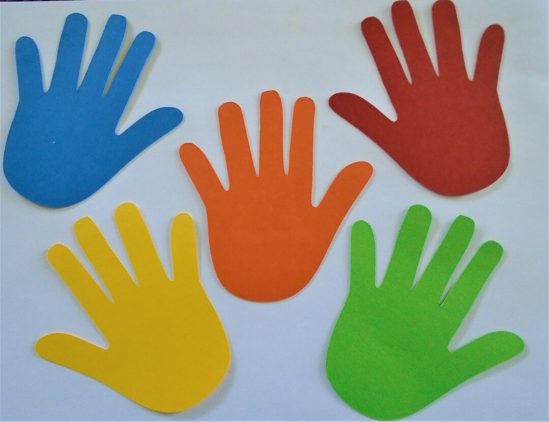 HANDS Die Cut Card Stock 20 Pieces Primary Colors Cut Outs Etsy
