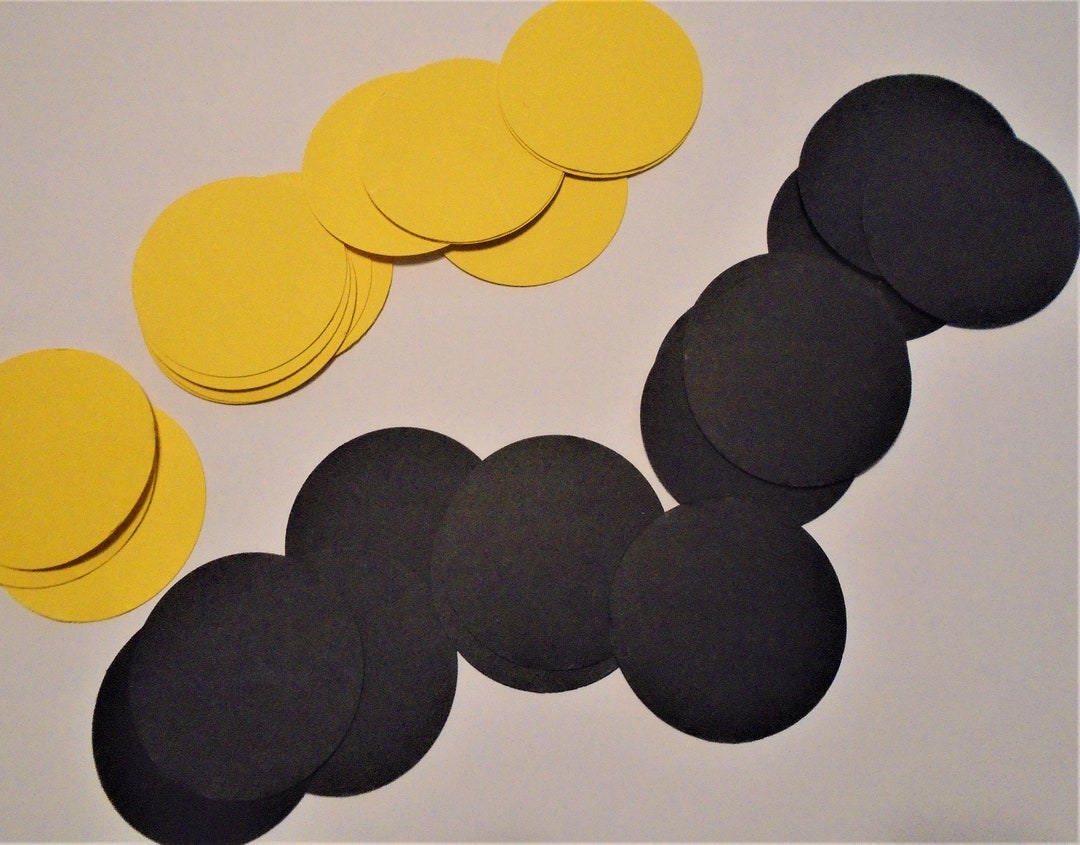 CARD STOCK Yellow and Black 2 Inch Die Cut Circles, Tags, Junk Journals