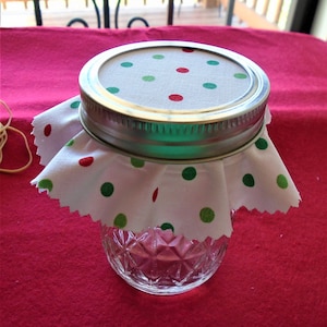 Fabric Jam Jar Covers, 6 inches, Cotton Lid Covers, Includes Jar Labels and Rubber Bands - 10 Covers