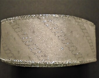 Christmas Ribbon - Wired Edge - Silver - 4 yard lengths