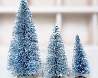Ice Blue Bottle Brush Tree by Distinguished Flamingo - Single Tree, 3 sizes Available