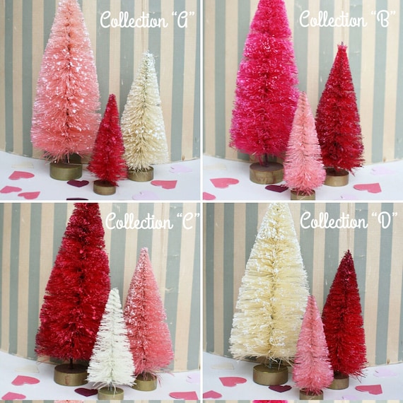 The Sweetheart Collection: Dip Dyed Sisal Bottlebrush Trees by Distinguished Flamingo