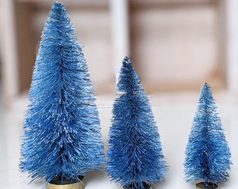 Denim Blue Bottle Brush Tree by Distinguished Flamingo - Single Tree, 3 sizes Available