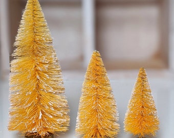 Golden Yellow Bottle Brush Tree by Distinguished Flamingo - Single Tree, 3 sizes Available