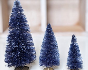 Navy Blue Bottle Brush Tree by Distinguished Flamingo - Single Tree, 3 sizes Available