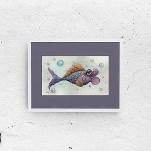 Colorful tropical Underwater fish watercolor-coastal beach house wall art decor-ocean themed artwork by Erika Johnson-Sealife-tropical fish