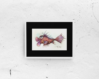 Tropical Fish Watercolor Painting, Coastal Beach House Wall Art