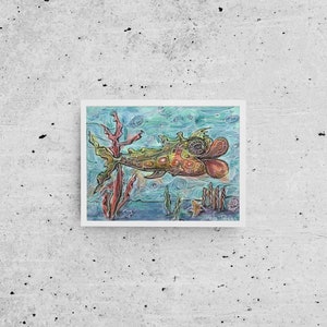 Fish painting-coastal decor-ocean themed art-sealife-beach house wall art-tropical fish-colorful fish under the sea-condo art