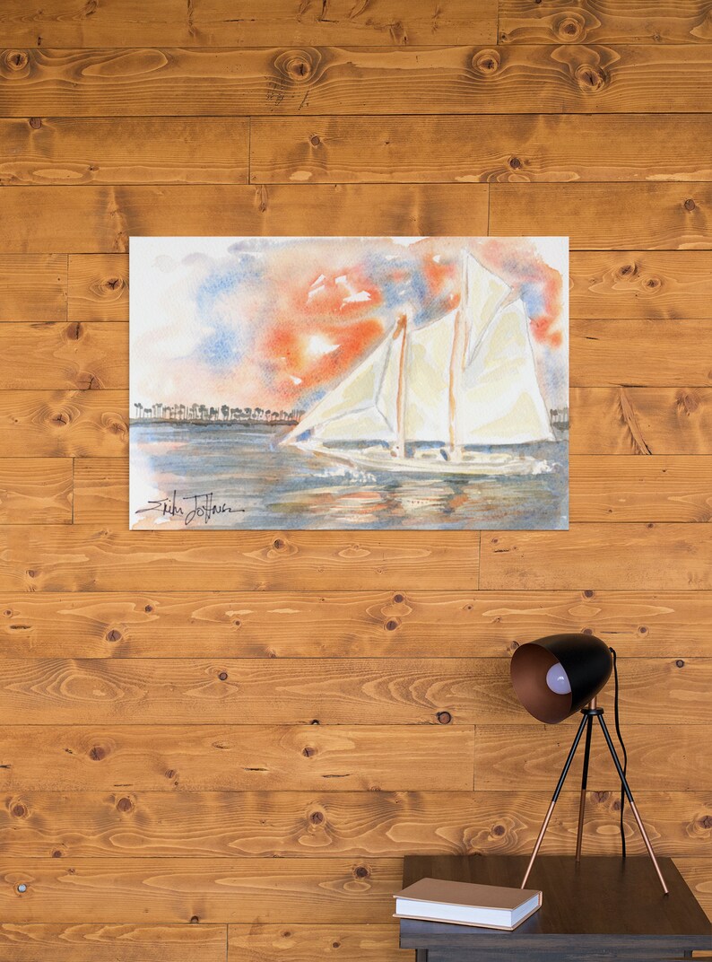 Biloxi Schooner Oyster Boat Art Printwhite Winged Etsy