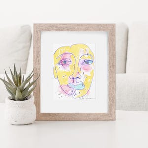 Abstract face painting- expressionist portrait. Watercolor painting- original artwork- wall art-contemporary art by Erika Johnson