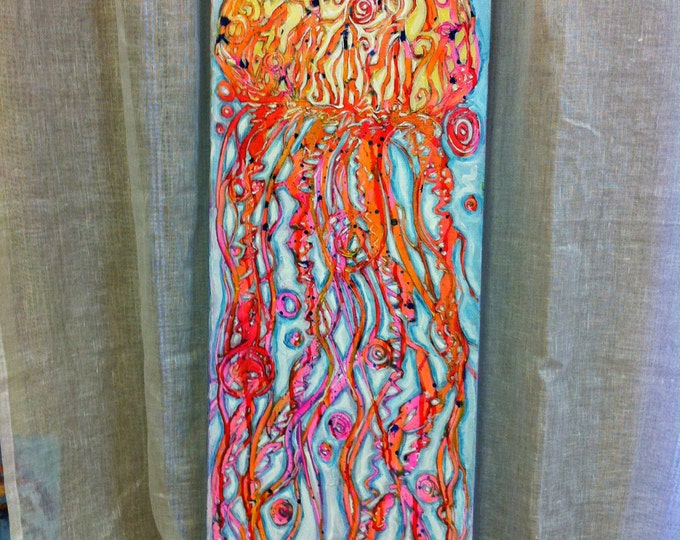 Vibrante Jelly Fish Painting on Canvas 12 X 36 Inches Etsy