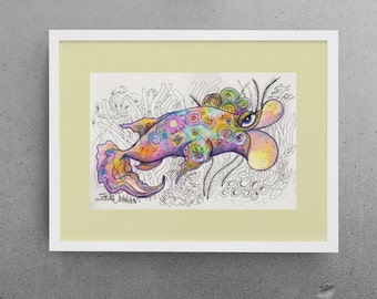 Whimsical Tropical Fish Watercolor Painting – Coastal Art (6x9 inches)