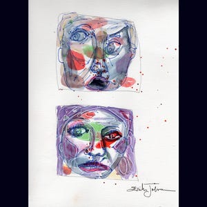 Dual Perspective: Trump and Clinton- political portrait of Donald Trump and Hillary Clinton- humorous political artwork- original- 9x12 inch