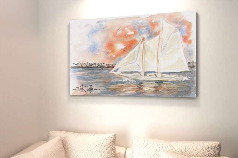 Biloxi Schooner Oyster Boat Art Printwhite Winged Etsy