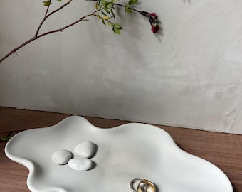 Floating Concrete Tray, Irregular Plate, Catch All Tray, Jewelry Display, Trinket Tray, Cement Homewares, wabi sabi | home decor gift