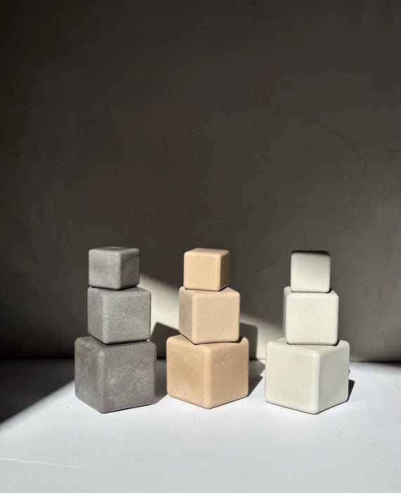 Solid Concrete Cube Sculpture,Square, office, Minimalist Modern Decor, Cement Paper Weight