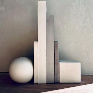Suportes para livros em concreto maciço | design minimalista | escritório moderno | presente de decoração para casa | wabi-sabi