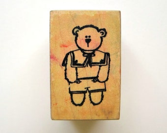 1pc TEDDY BEAR Wood Rubber Stamp, Pre-used