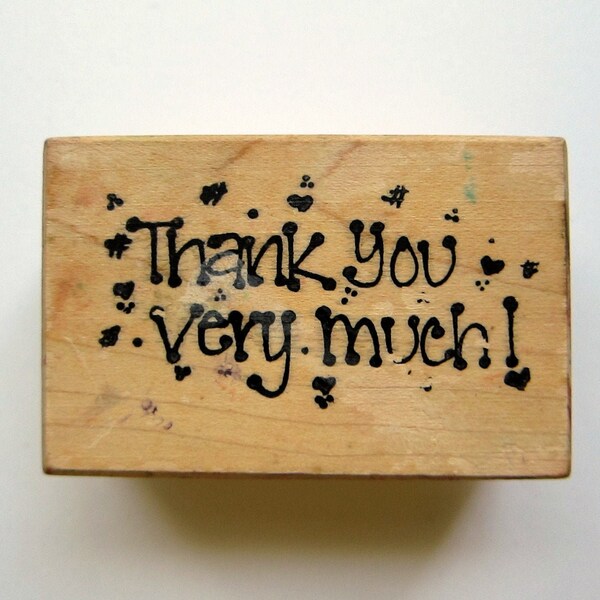 1pc THANK You VERY MUCH Wood Rubber Stamp, Pre-Used